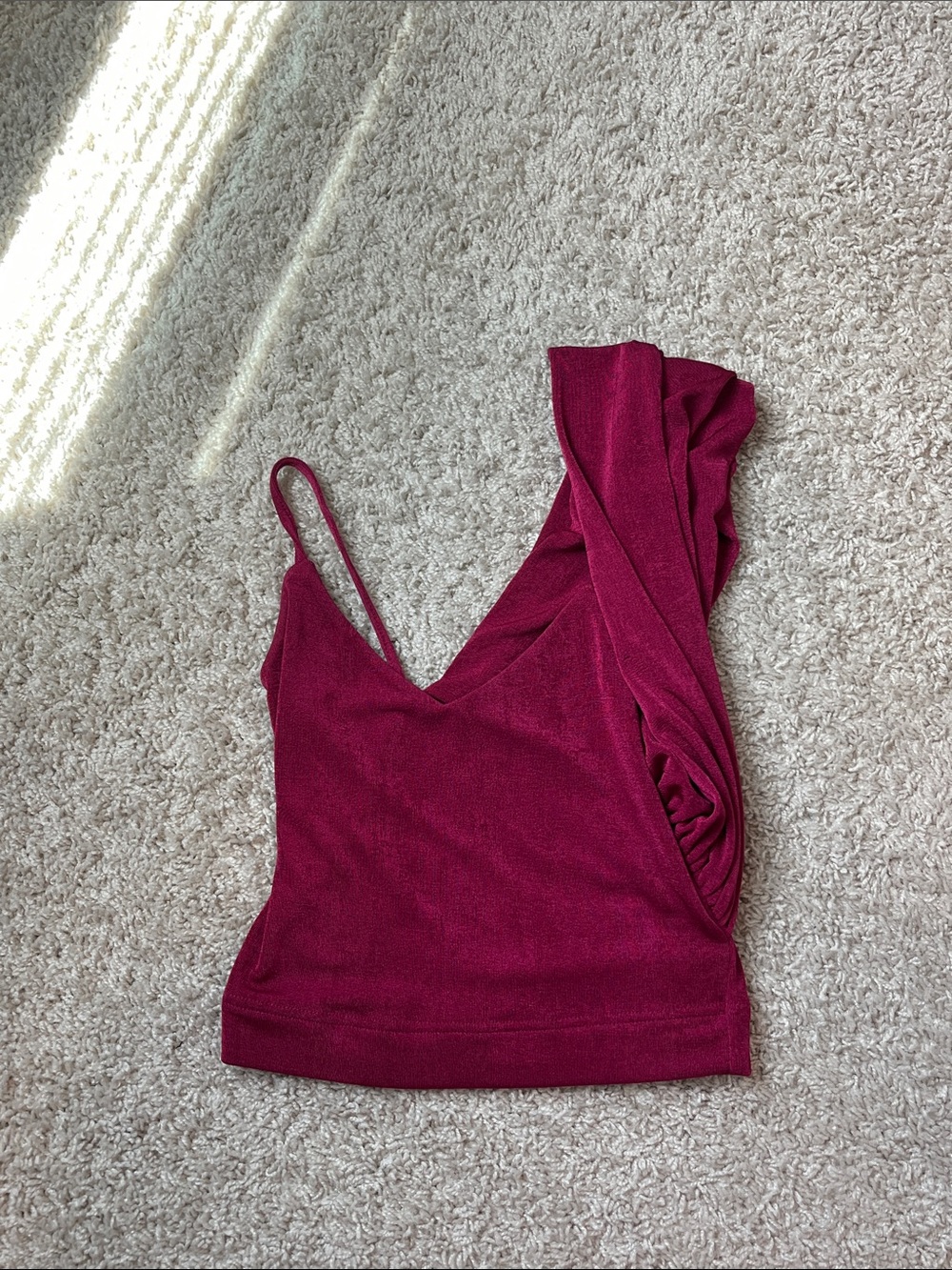 vestique One-Shoulder Spaghetti Strap Camisole in Deep Berry
